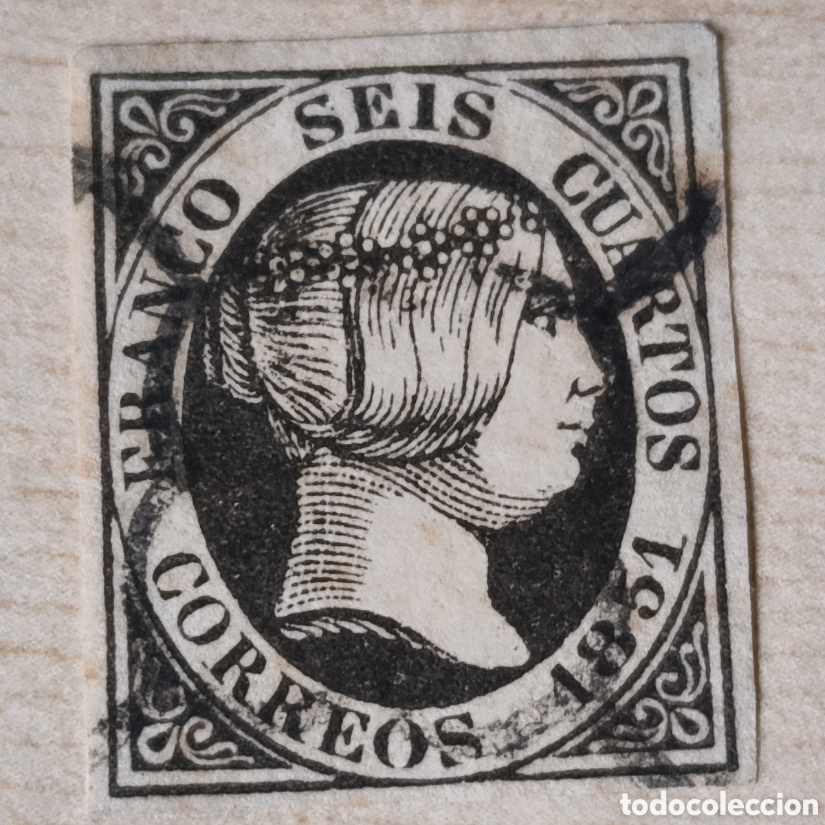 Sellos: SA1 OJO!!!!! Isabel II 1851 edifil 6 MARQUILLADO