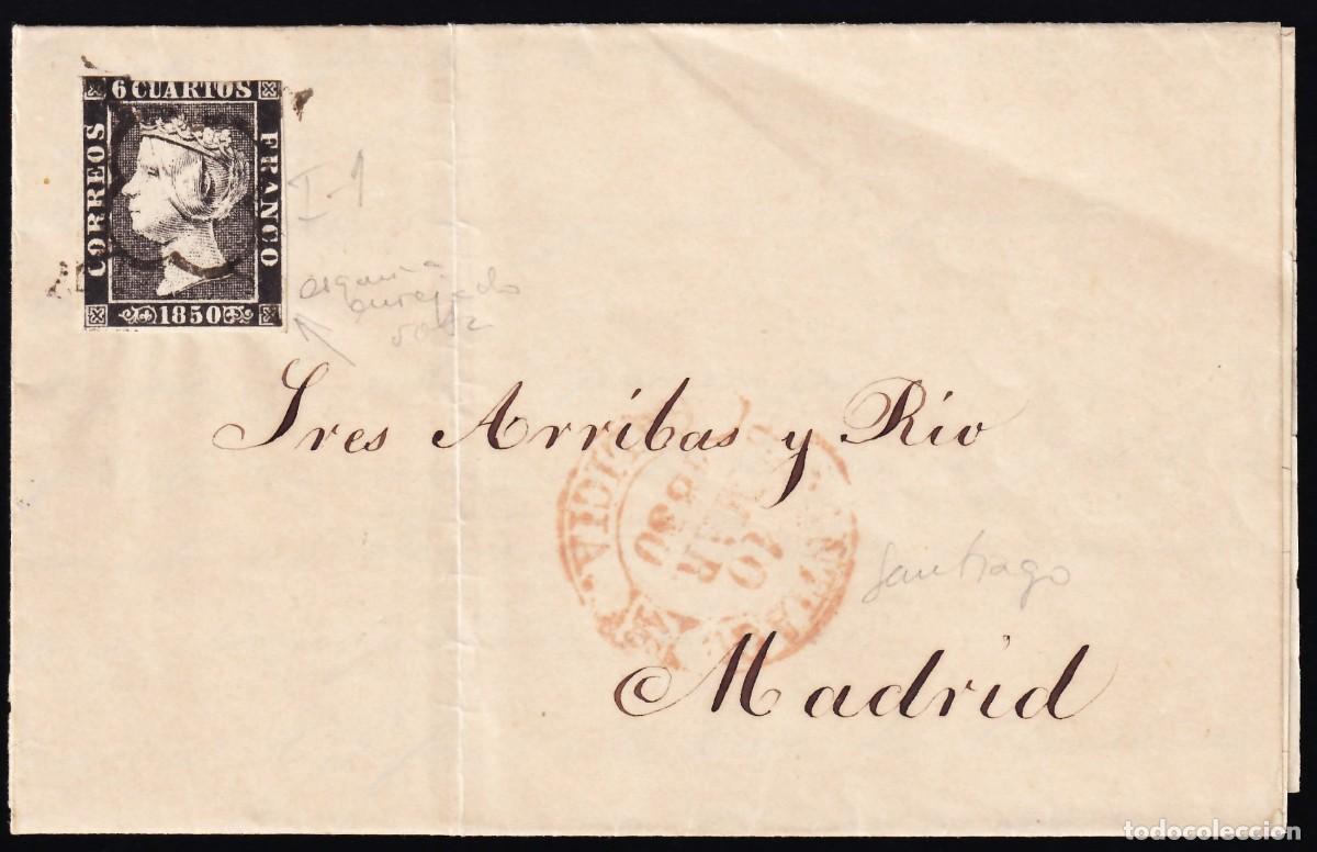 Sellos: Carta, Santiago a Madrid, 6 cu. Tipo II