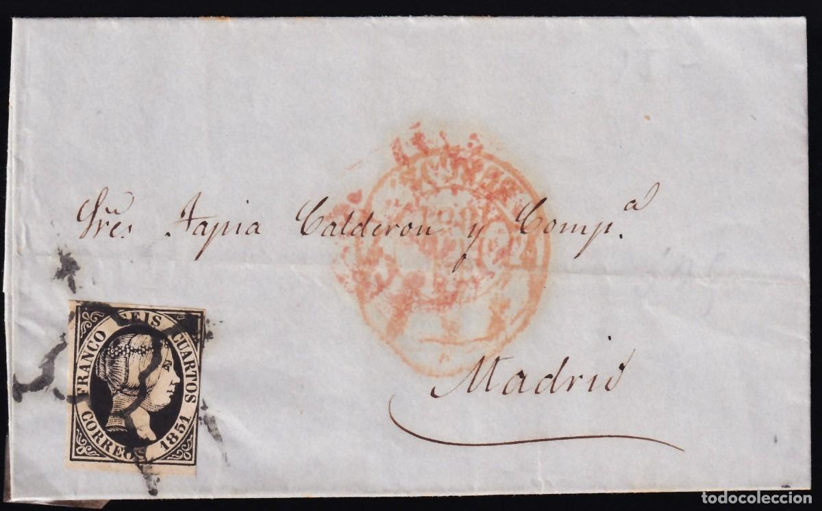 Sellos: Carta, 1851 Burgos a Madrid, 6 cu. negro