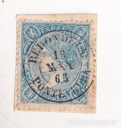 Sellos: FRAGMENTO. SELLO 4 CUARTOS. FECHADOR REDONDELA. 1865. PONTEVEDRA