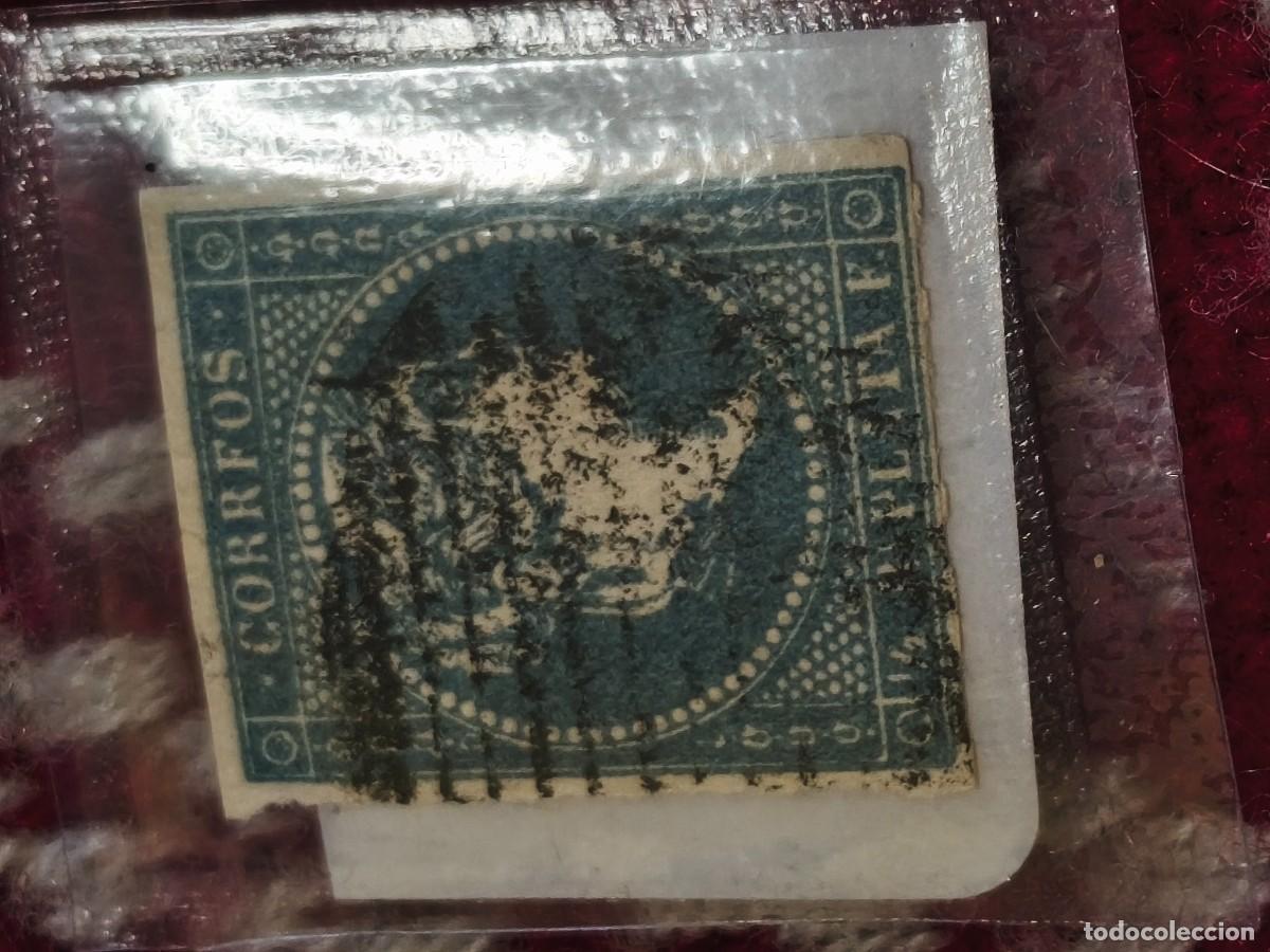 Sellos: Sello circulado Isabel II medio real de plata Antillas