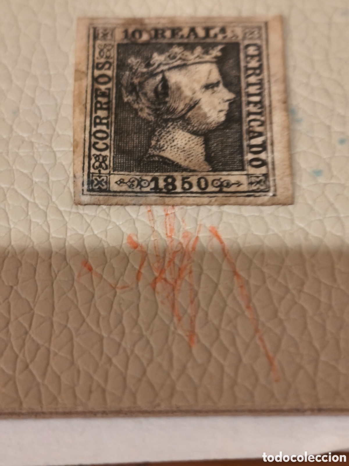 Sellos: Sello cl&aacute;sico de Espa&ntilde;a n 5A, 10 reales negro ,en vez de verde,mancha del tiempo nuevo con goma**ver