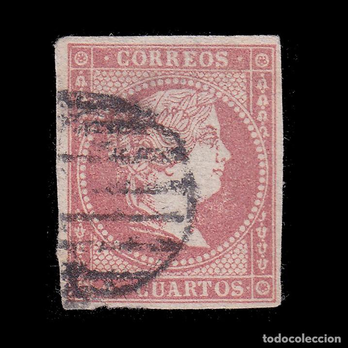 Sellos: ISABEL II.1856.4cu.Parrilla. Edifil 48 + OBSEQUIO