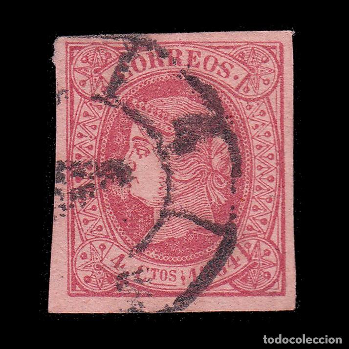 Sellos: ISABEL II.1856.4cu. Rueda Carreta 4 CORU&Ntilde;A. Edifil 64 + OBSEQUIO