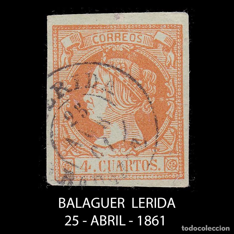 Sellos: ISABEL II.1860-61. 4cu.BALAGUER. LERIDA .Edifil 52 + OBSEQUIO