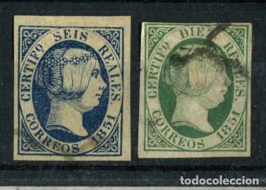 Sellos: XS- CL&Aacute;SICOS Lote x2 Sellos BUENOS FALSOS 1851 6 y 10 Reales