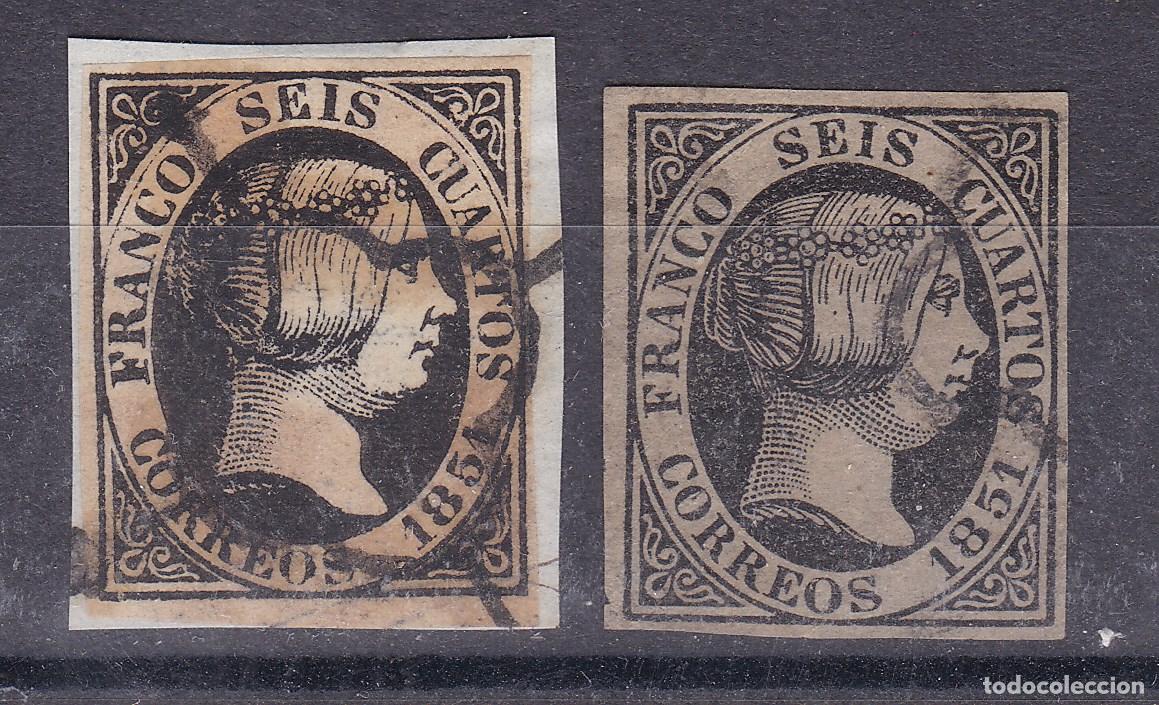 Sellos: AA3-Clasicos Edifil 6 x 2 Usados Variedad Negro Intenso /Negro Gris
