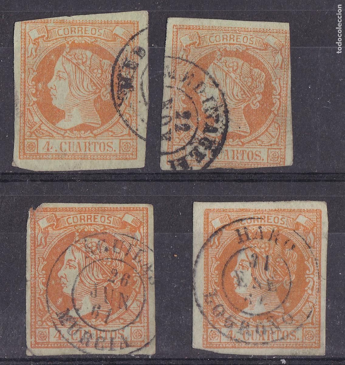 Sellos: AA4-CLASICOS Edifil 52 x 4 Fechadores , Aguilas, Medinaceli, Haro