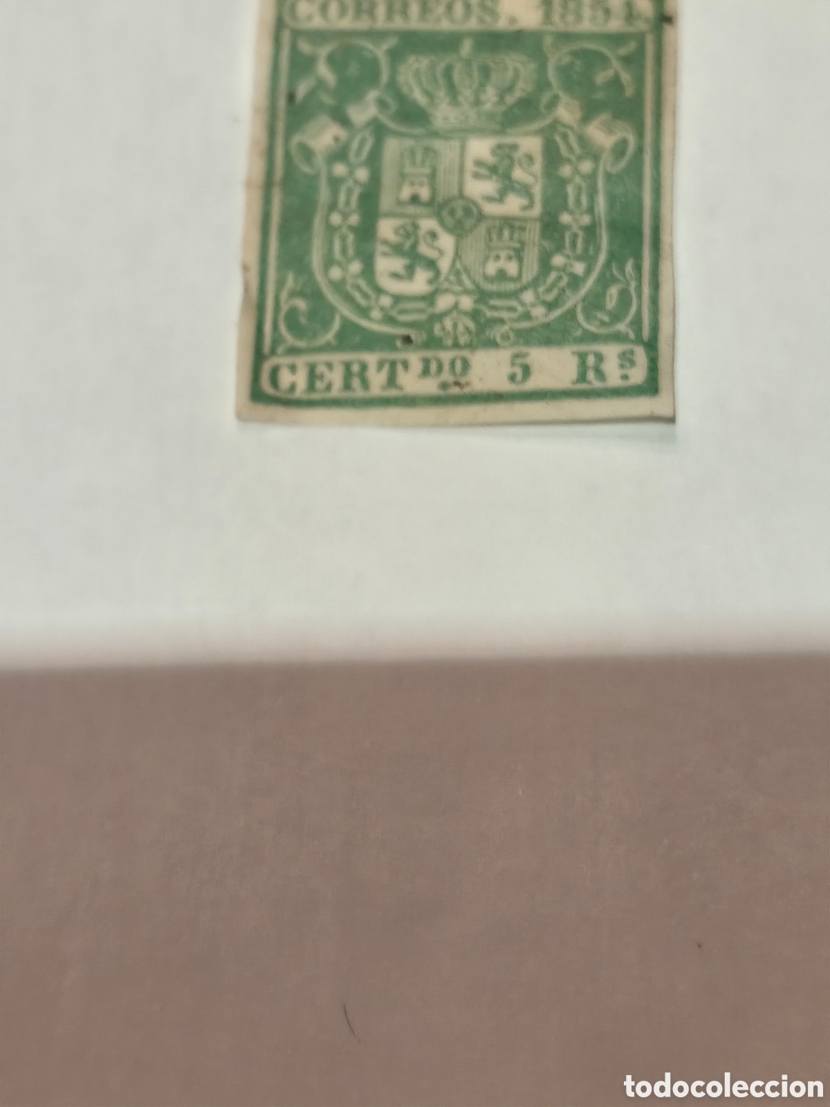 Sellos: Sello cl&aacute;sico de Espa&ntilde;a n 26 nuevo con goma** escaso 5;reales verde,algo sobado ver las imagenes
