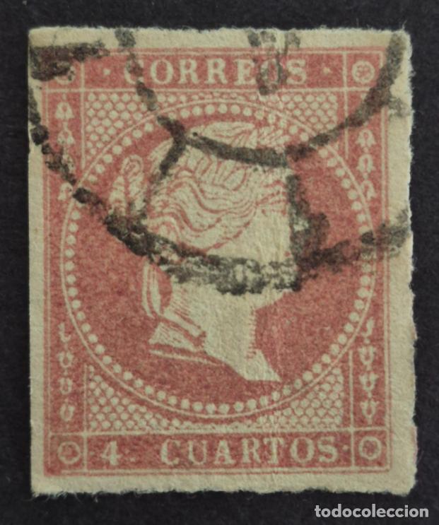Francobolli: Espa&ntilde;a 1855 - Isabel II, 4 cuartos, tipo II (Edifil 48A &ordm;)