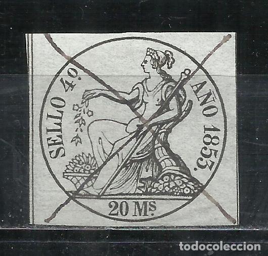 Sellos: 2832A-SELLO FISCAL 1853 N&ordm; 2 ADHESIVO CLASICO DIOSA POMONA LIBROS DE COMERCIO,20 MARAVEDIES EDIFIL A