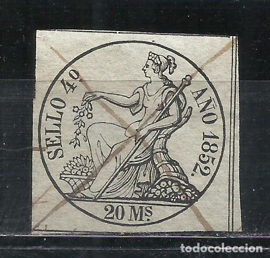Sellos: 2832B-SELLO FISCAL 1852 N&ordm; 1 ADHESIVO CLASICO DIOSA POMONA LIBROS DE COMERCIO,20 MARAVEDIES EDIFIL A