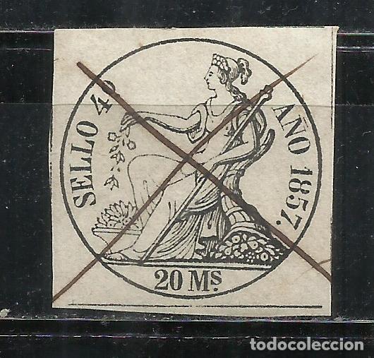 Sellos: 2832E-SELLO FISCAL 1857 N&ordm; 6 ADHESIVO CLASICO DIOSA POMONA LIBROS DE COMERCIO,20 MARAVEDIES EDIFIL A