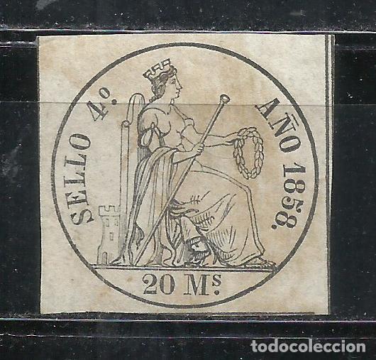 Sellos: 2832F-SELLO FISCAL 1858 N&ordm;7 ADHESIVO CLASICO DIOSA POMONA LIBROS DE COMERCIO,20 MARAVEDIES EDIFIL AL