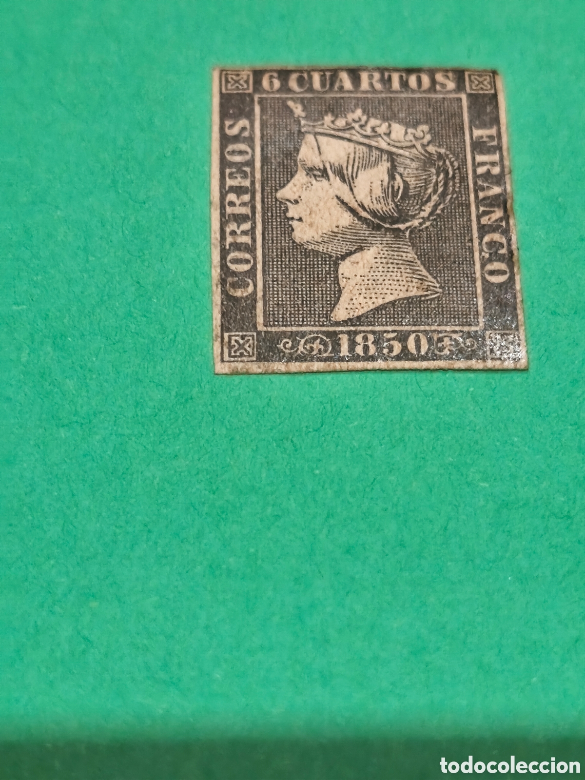 Stamps: Sello cl&aacute;sico de Espa&ntilde;a n 1 nuevo con goma** muy escaso 6 cuartos negro , ver las imagenes