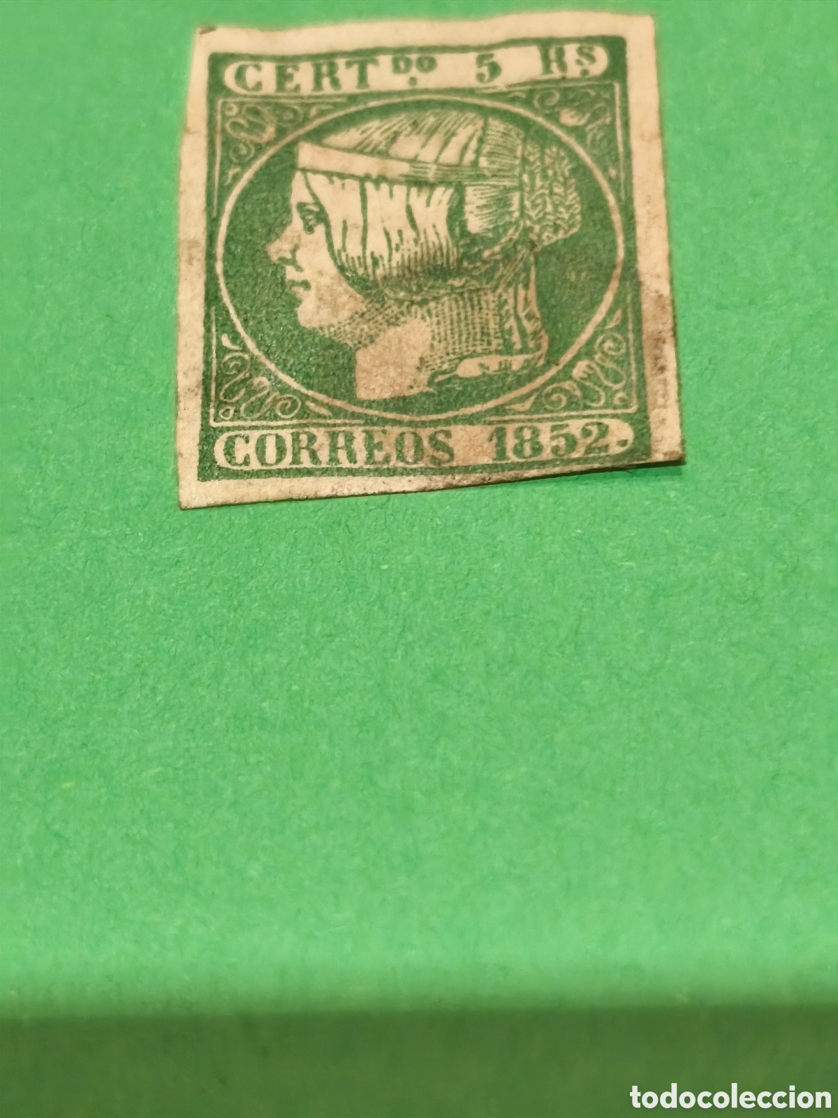 Stamps: Sello cl&aacute;sico de Espa&ntilde;a n 15 muy escaso nuevo con goma** escaso manchas del tiempo en papel 5 reales