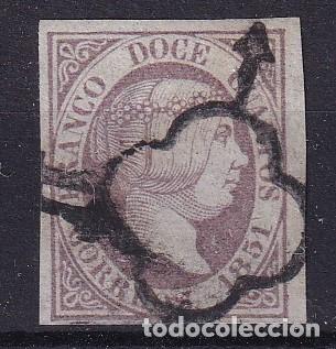 Briefmarken: PC4 Sellos Espa&ntilde;a a&ntilde;o 1851 Edifil 7&ordm; sello original en usado v.c. 200 &euro;