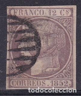 Stamps: PC9 Sellos Espa&ntilde;a a&ntilde;o 1852 Edifil 13&ordm; sello original en usado v.c. 205 &euro;
