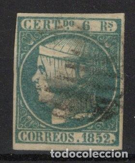 Sellos: PC10 Sellos Espa&ntilde;a a&ntilde;o 1852 Edifil 16&ordm; sello original en usado v.c. 510 &euro;