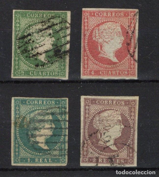 Selos: PC21 Sellos Espa&ntilde;a a&ntilde;o 1856 Edifil 43/46&ordm; sellos originales en usado filigrana cuadros v.c. 465 &euro;