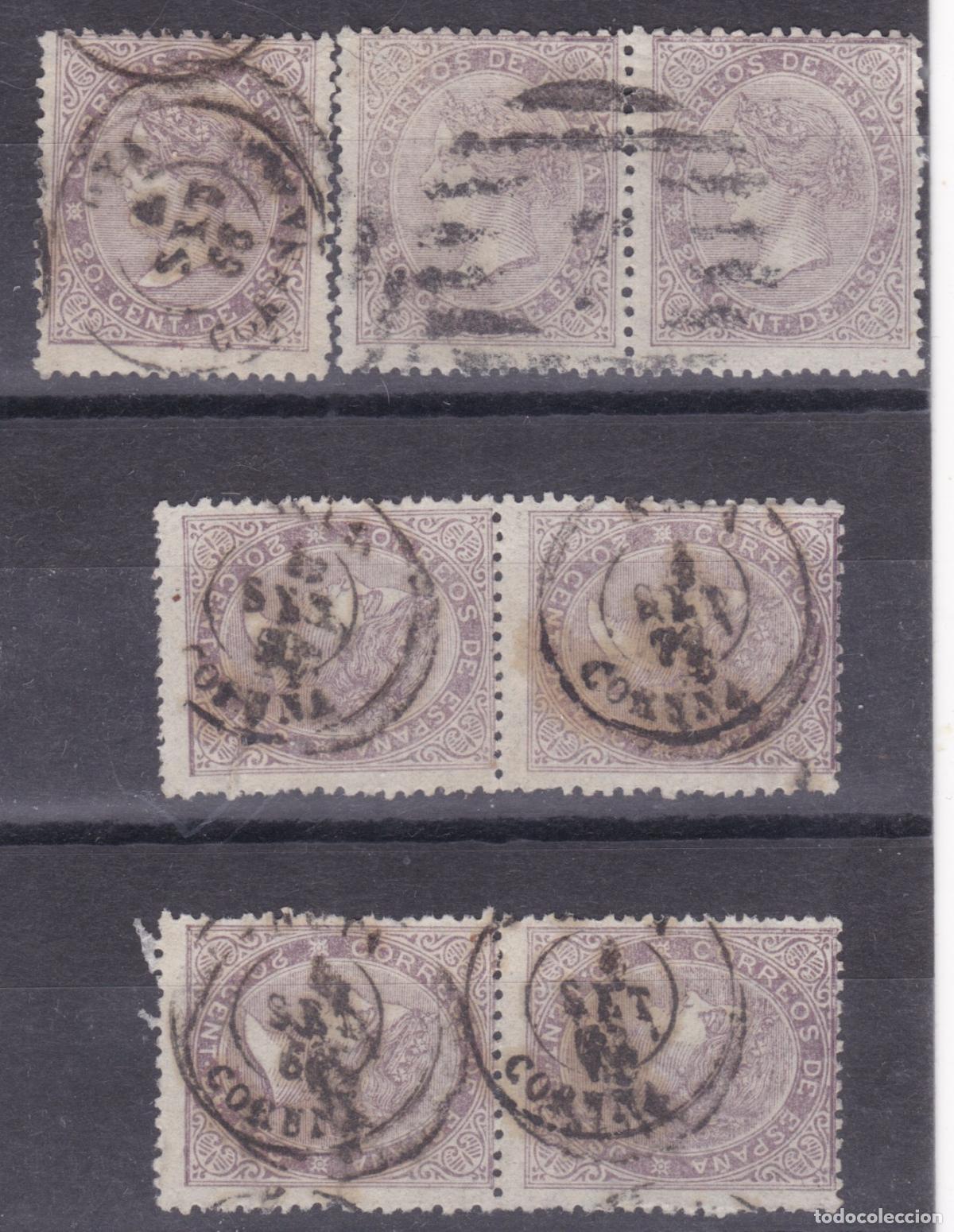 Sellos: AA21-Cl&aacute;sicos Edifil 92x 7 Sellos PAREJAS Usados NOYA Coru&ntilde;a y Parrilla Cifra 7