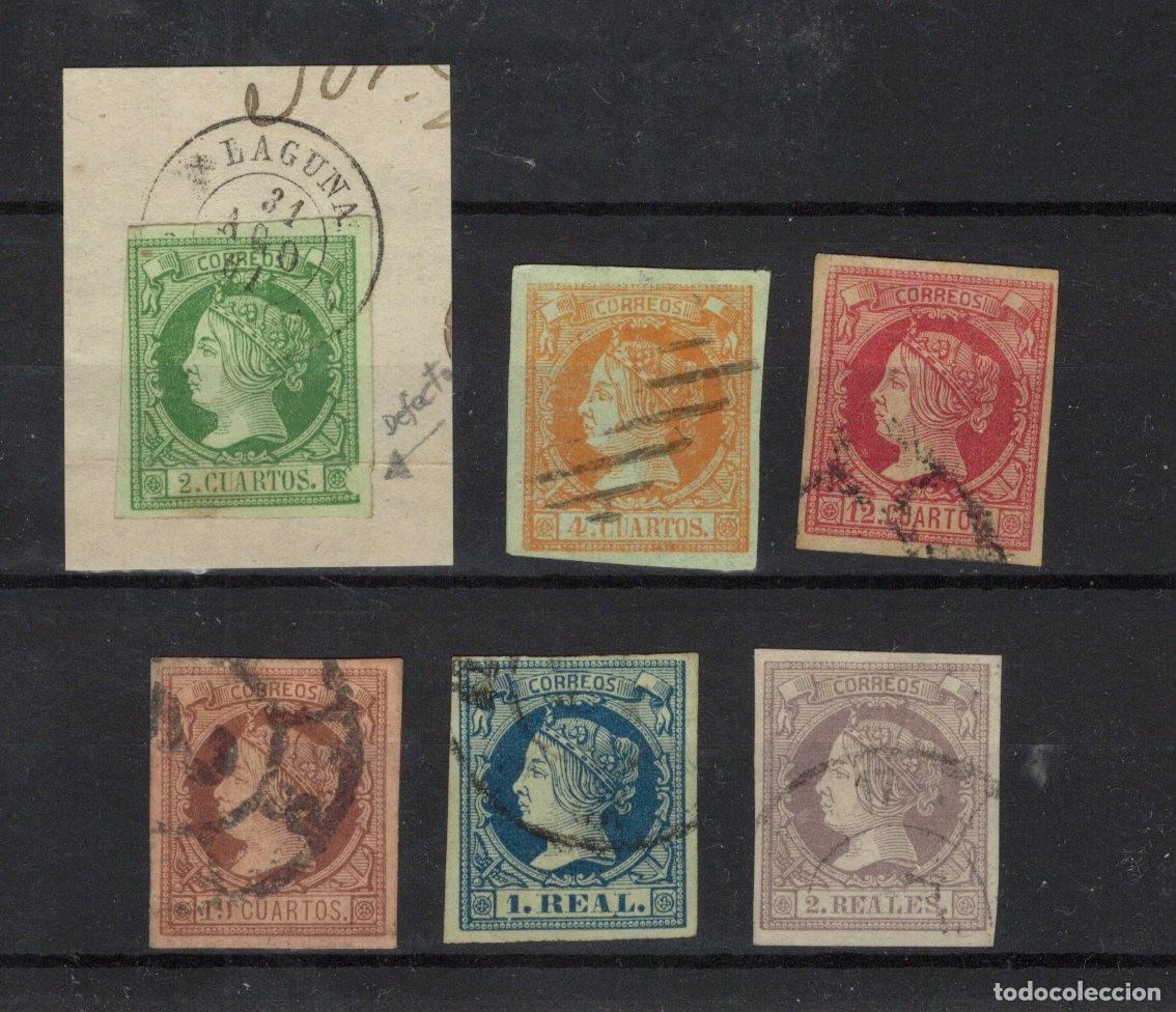 Stamps: PC28 Sellos Espa&ntilde;a a&ntilde;o 1860/61 Edifil 51/56&ordm; sellos originales en usado SERIE COMPLETA v.c. 1250 &euro;