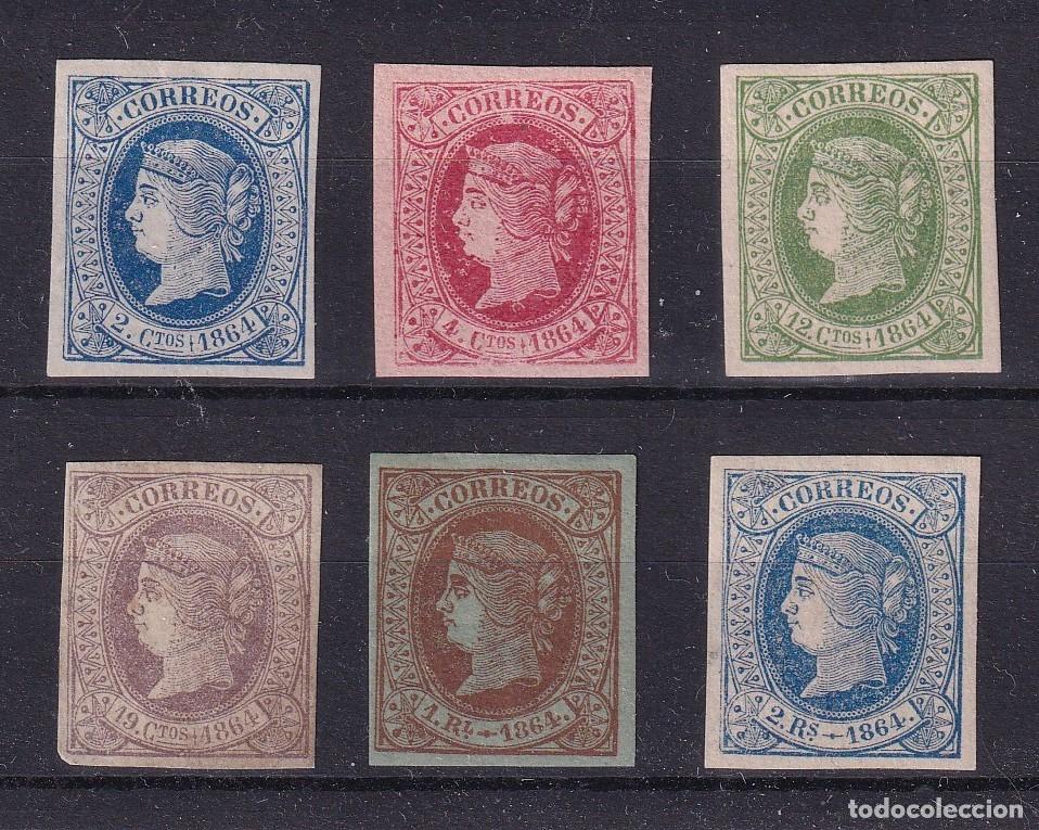 Stamps: PC35 Sellos Espa&ntilde;a a&ntilde;o 1864 Edifil 63/68* sellos originales en NUEVO SERIE COMPLETA v.c. 765 &euro;