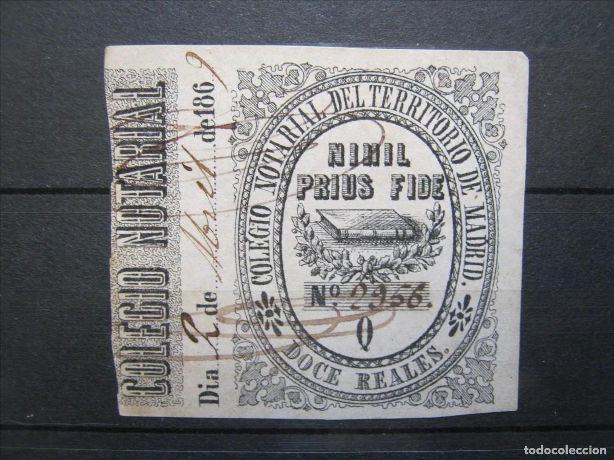 Briefmarken: COLEGIO NOTARIAL DE MADRID 12 REALES 1869 FISCAL BIEN!