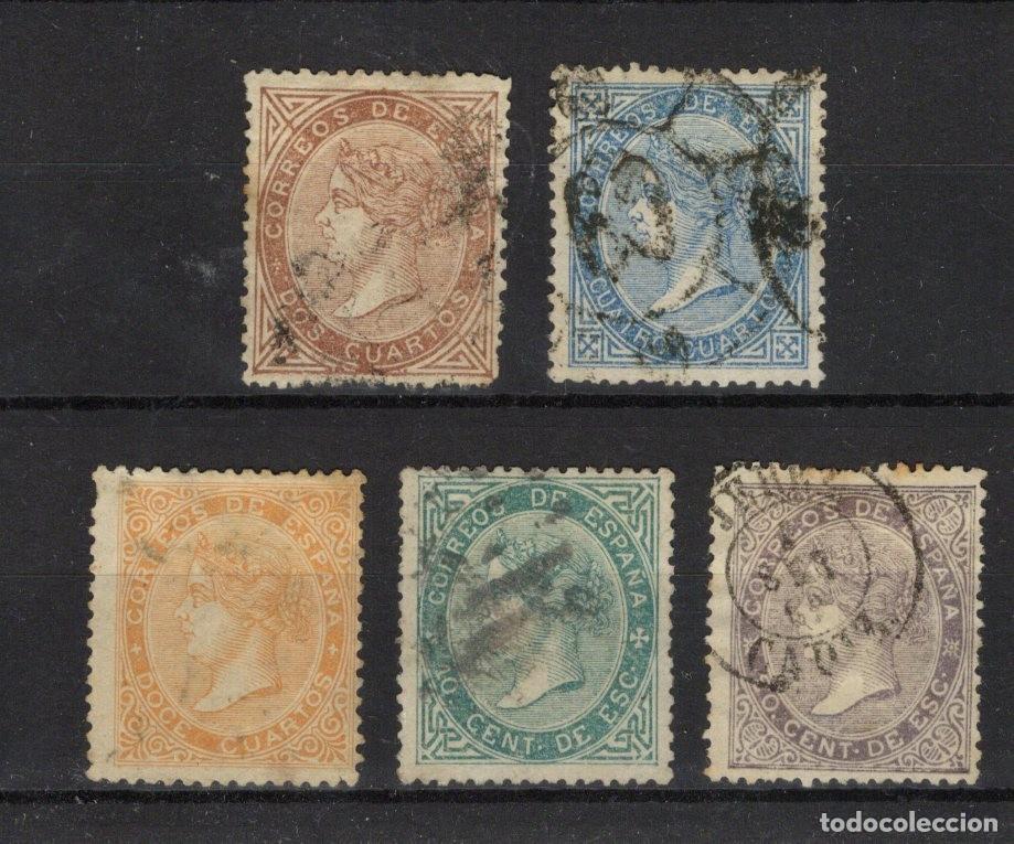 Selos: PC52 Sellos Espa&ntilde;a a&ntilde;o 1867 Edifil 87/92&ordm; sellos originales en usado SERIE COMPLETA sin 90 v.c. 125&euro;