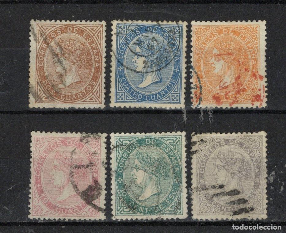 Briefmarken: PC53 Sellos Espa&ntilde;a a&ntilde;o 1867 Edifil 87/92&ordm; sellos originales en usado SERIE COMPLETA v.c. 570 &euro;