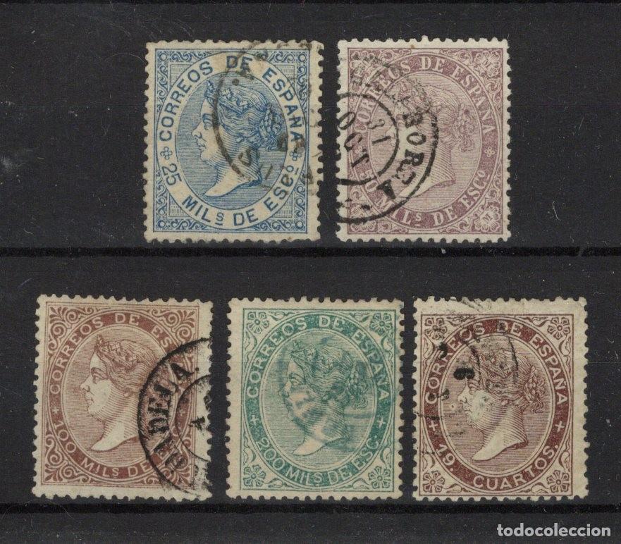 Selos: PC57 Sellos Espa&ntilde;a a&ntilde;o 1868 Edifil 97/101&ordm; sellos originales en usado SERIE COMPLETA v.c. 750 &euro;