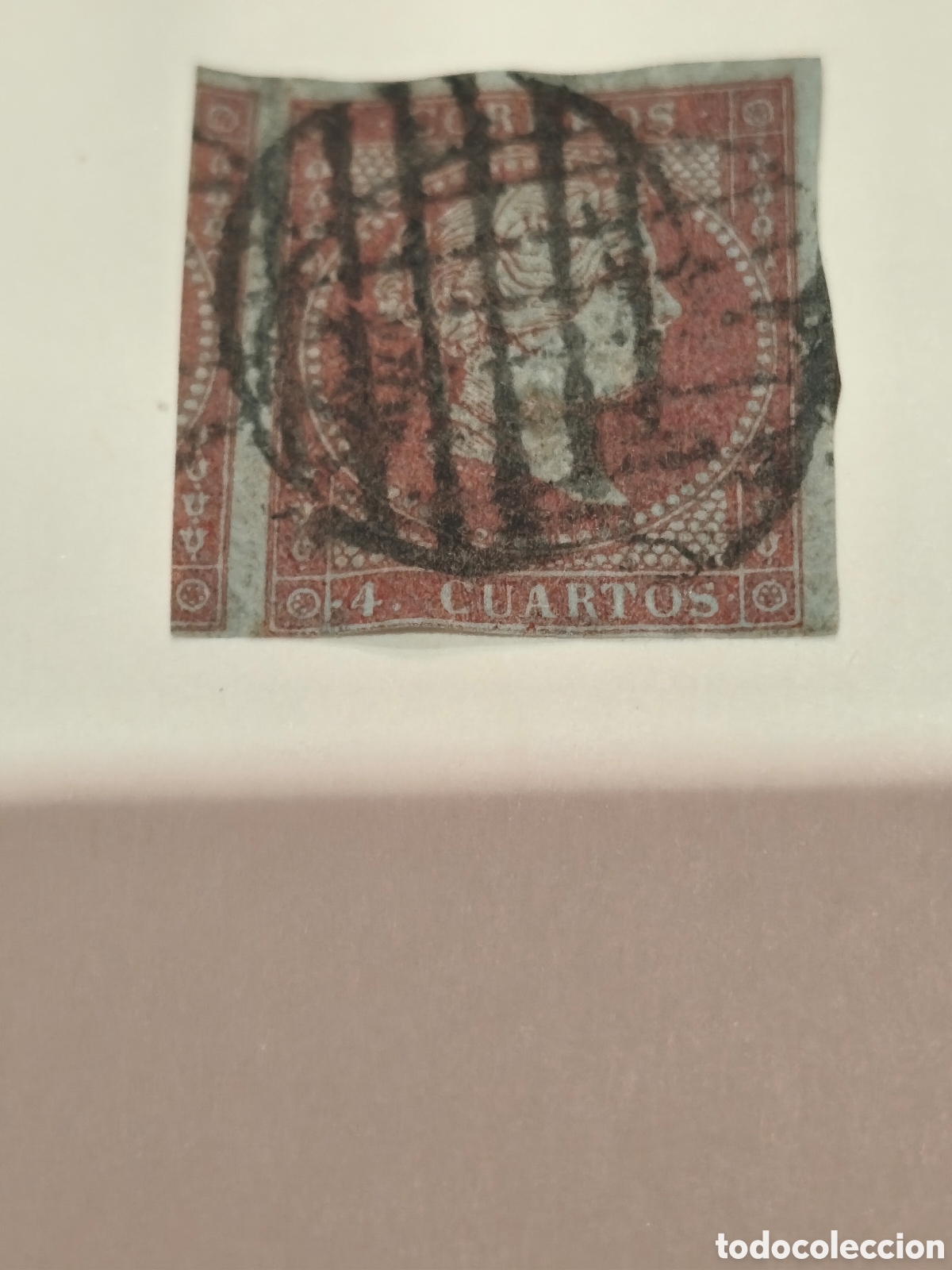 Sellos: Sello cl&aacute;sico de Espa&ntilde;a n 40 usado 4. Cuartos doble parrilla superpuesta rara ver imagenes