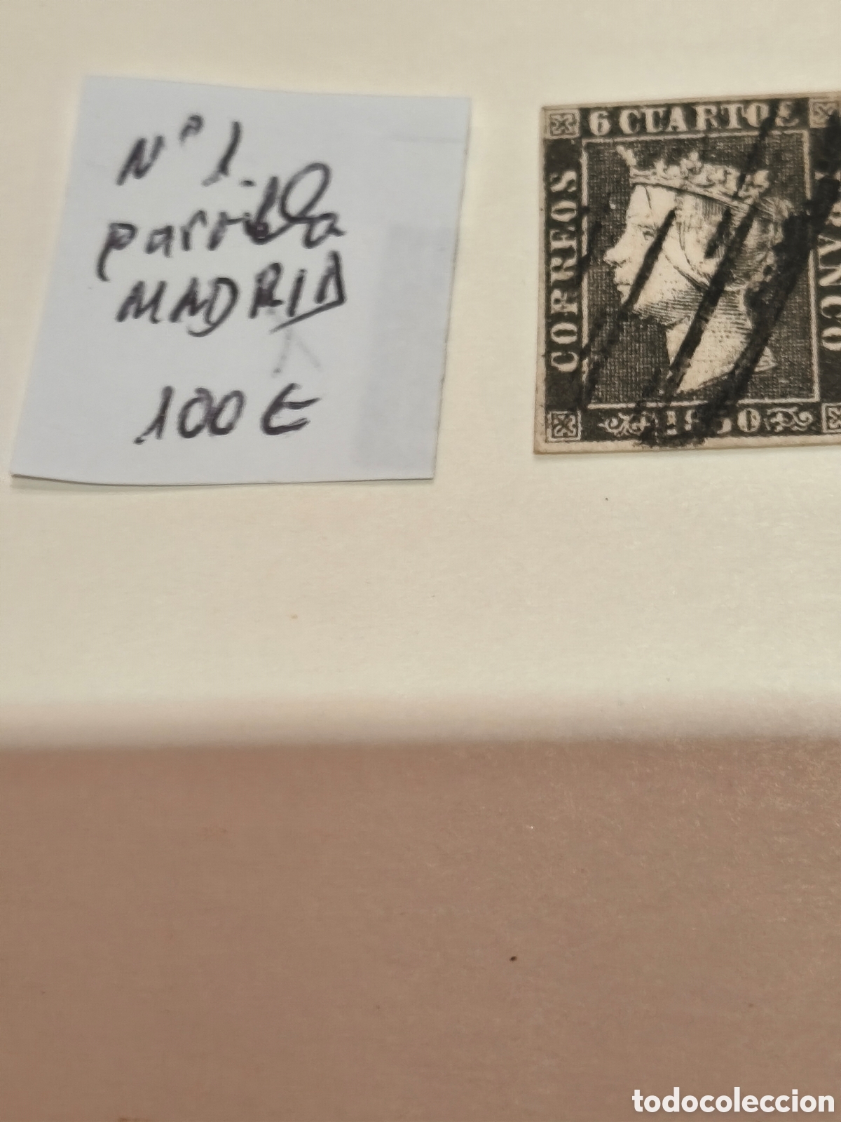 Sellos: Sello cl&aacute;sico de n 1 usado matasellos prefilatelico de Madrid escaso 6 cuartos negro ver