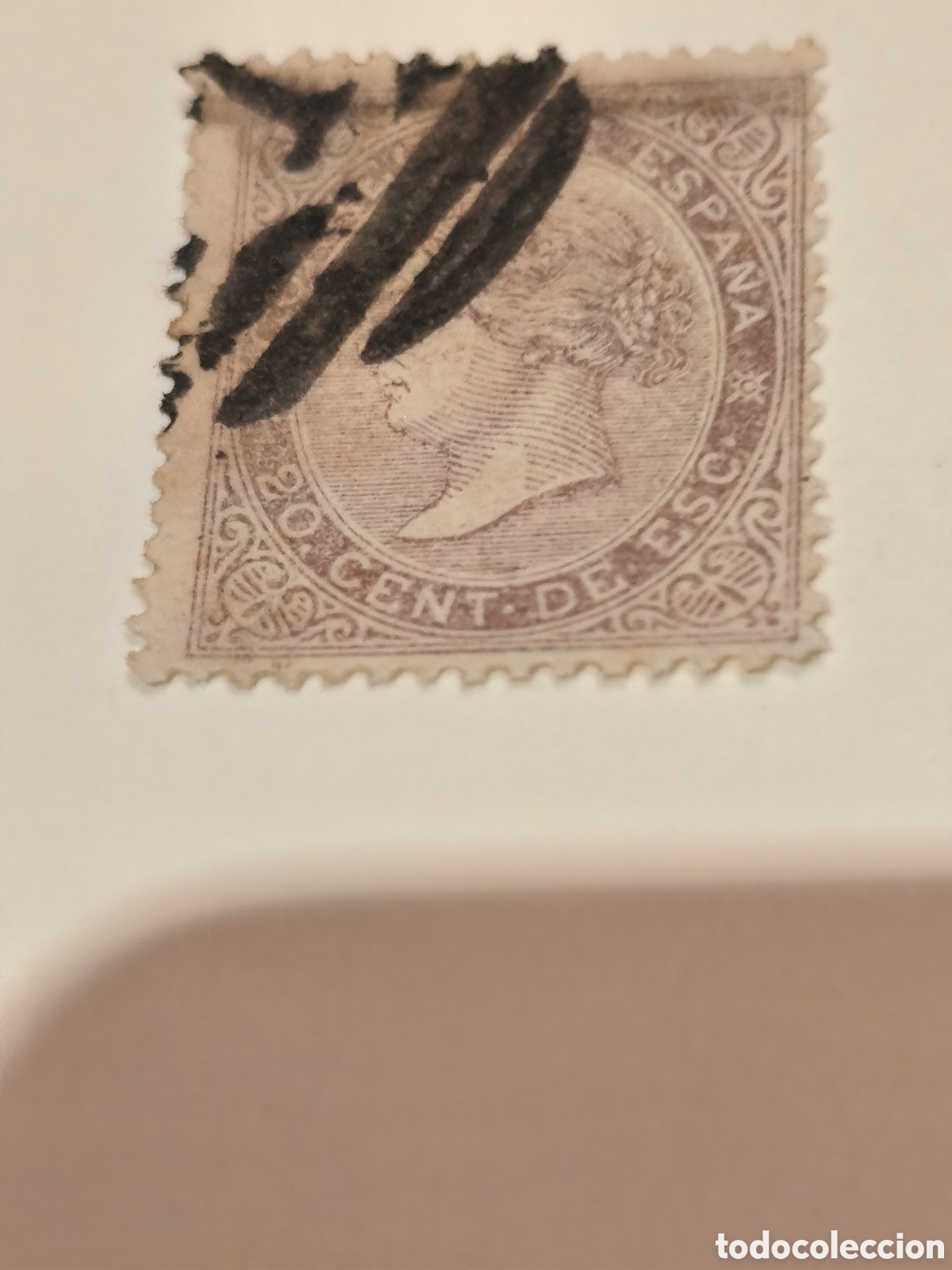 Briefmarken: Sello cl&aacute;sico de Espa&ntilde;a n 92 usado parrilla negra ,20 cts lila ver las imagenes