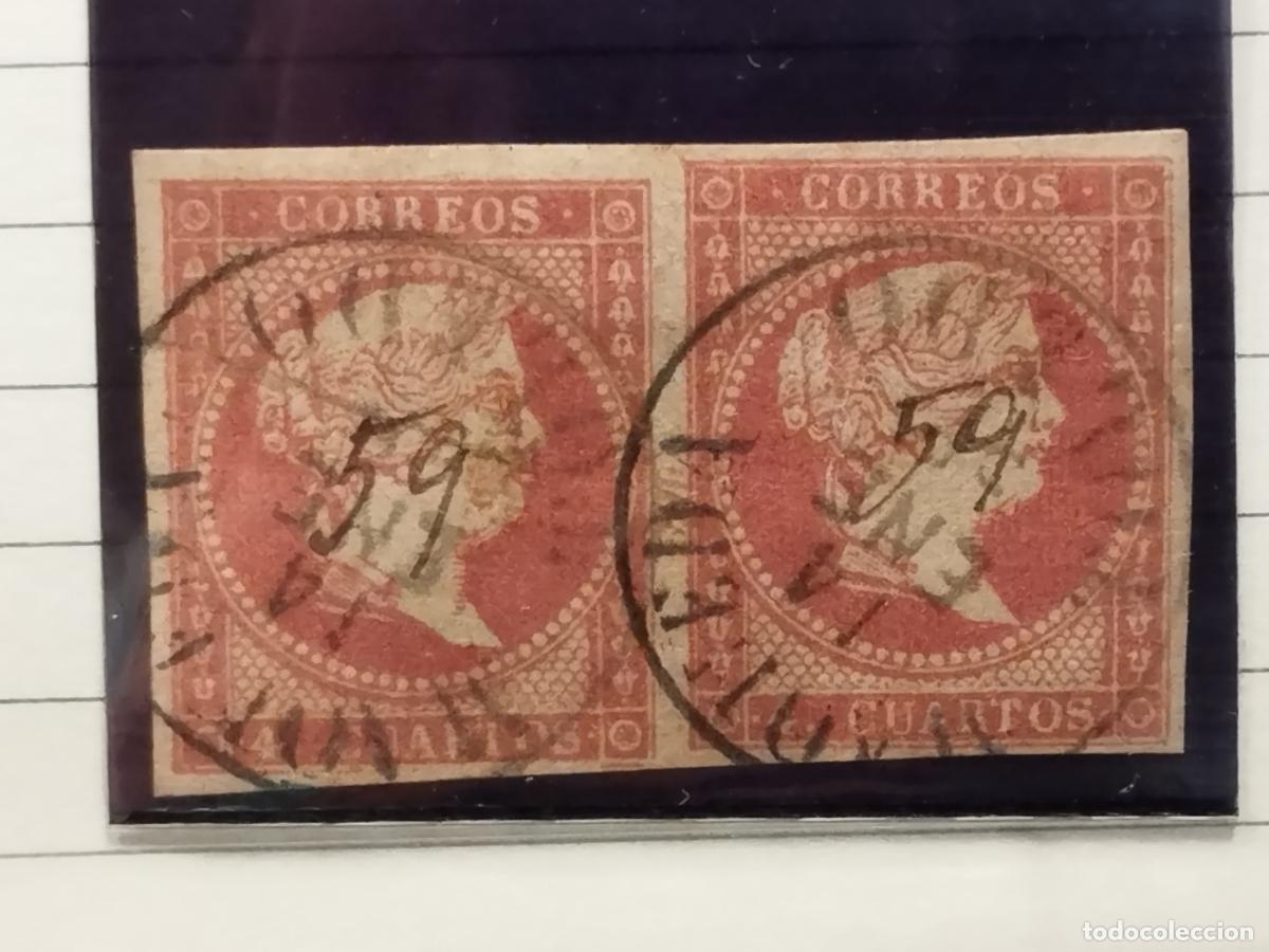 Briefmarken: FAC ESPA&Ntilde;A. EDIFIL 48 EN PAREJA. FECHADOR DE MAQUEDA. TOLEDO. MUY RARO. UN SELLO CON DEFECTO.