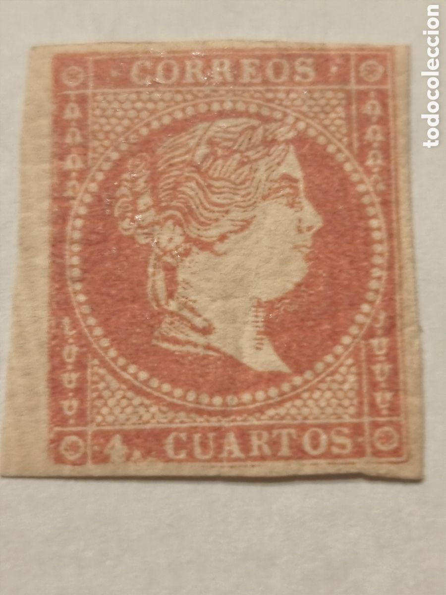 Briefmarken: Sello cl&aacute;sico de Espa&ntilde;a n 48 nuevo con goma** ver las im&aacute;genes 4 cuartos rojo