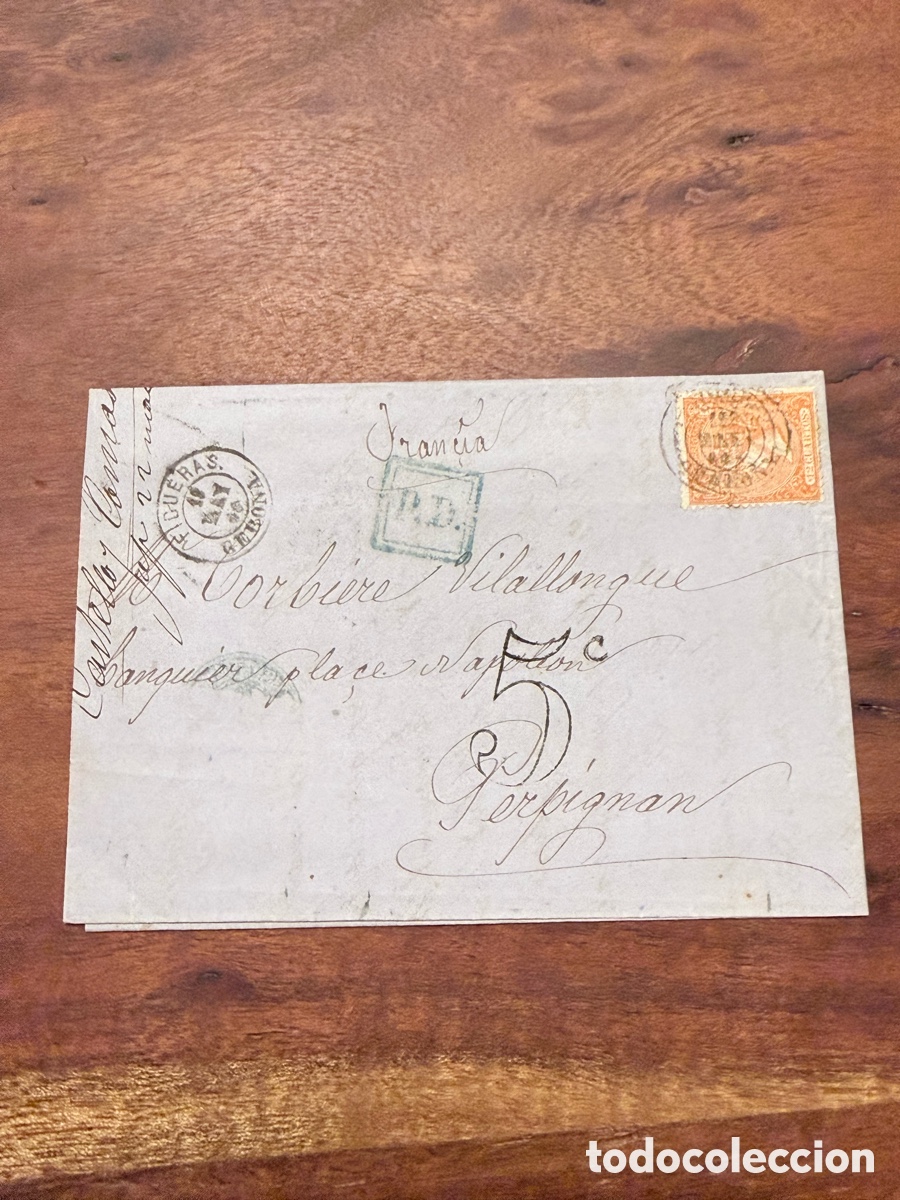 Sellos: Carta Figueras a Perpignan Francia Edifil 82 12 cuartos