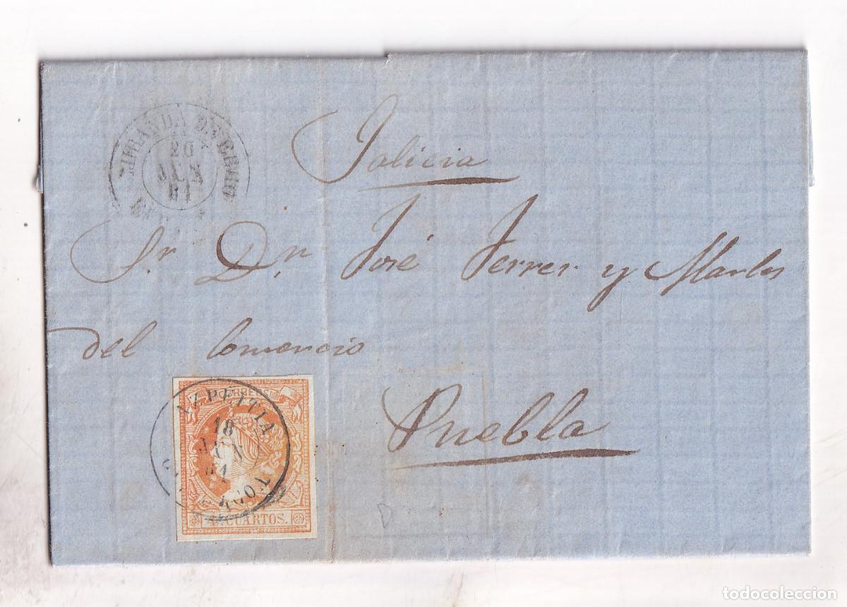 Sellos: CARTA ENTERA. AZPEITIA. GUIP&Uacute;ZCOA. A PUEBLA DE CARAMI&Ntilde;AL. GALICIA. 1861. TR&Aacute;NSITO MIRANDA DE EBRO