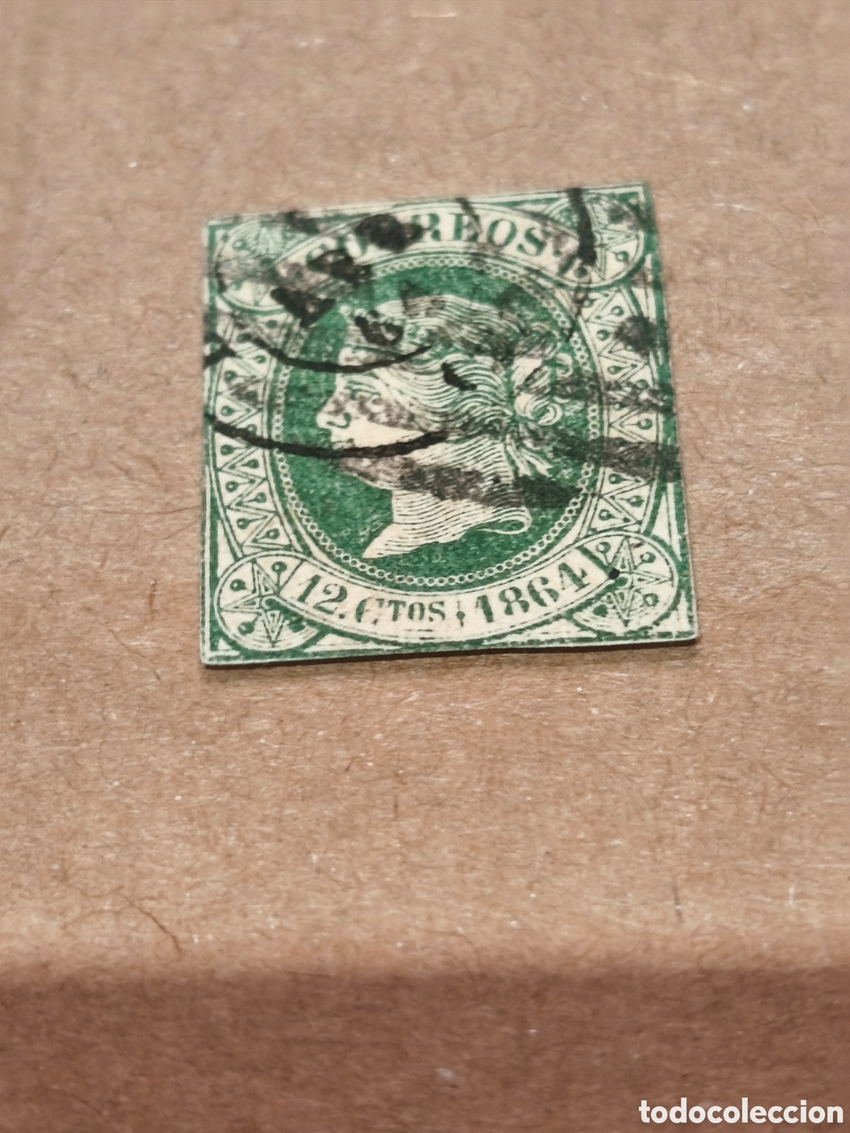 Sellos: Sello cl&aacute;sico de Espa&ntilde;a n 67 usado doble matasellos ,12 cuartos verde ver imagenes