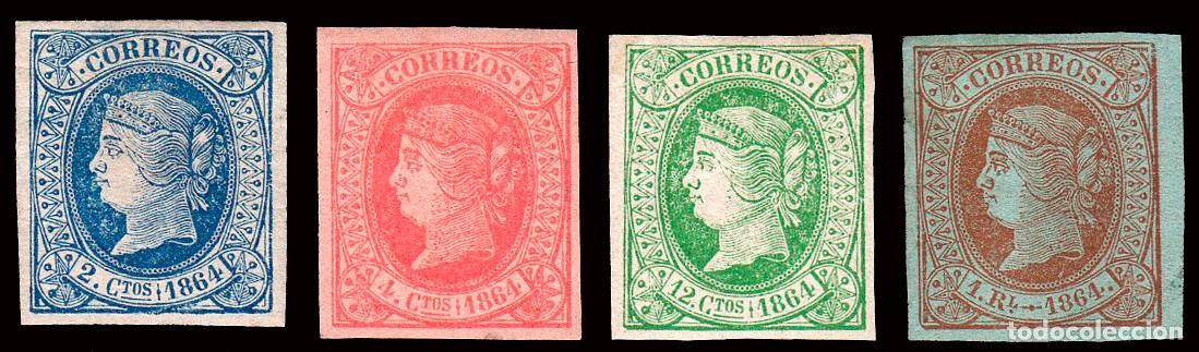 Sellos: Espa&ntilde;a - Edi * 63+64+65+66 - 1864 - Isabel II - Colores frescos