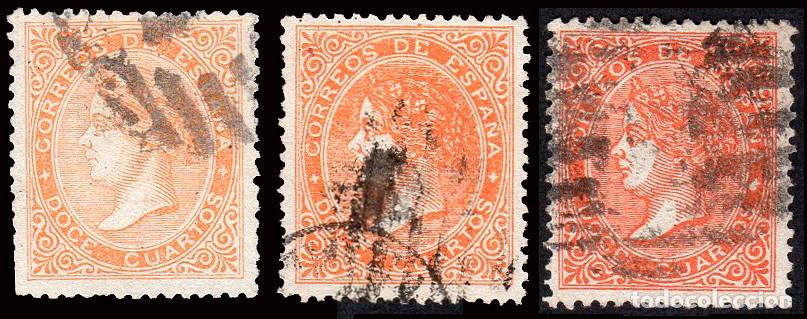 Sellos: Espa&ntilde;a - Edi o 89+89A+100a - 12 cuartos - Isabel II
