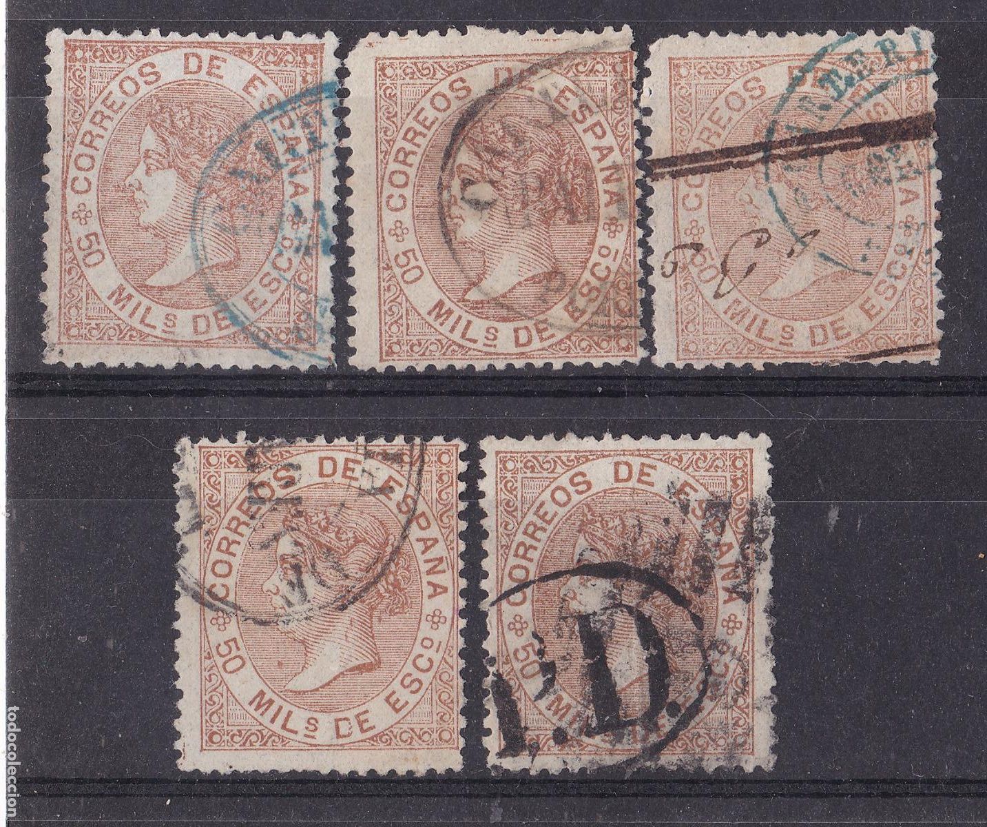 Sellos: FC4-97 -Cl&aacute;sicos Edifil 96 x 5 Sellos Matasellos CARTERIA y PD