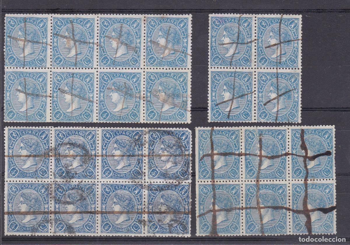 Sellos: FC4-4-Cl&aacute;sicos Edifil 75 Lote 26 Sellos Usados BLOQUES .Colores. Matasellos Tinta