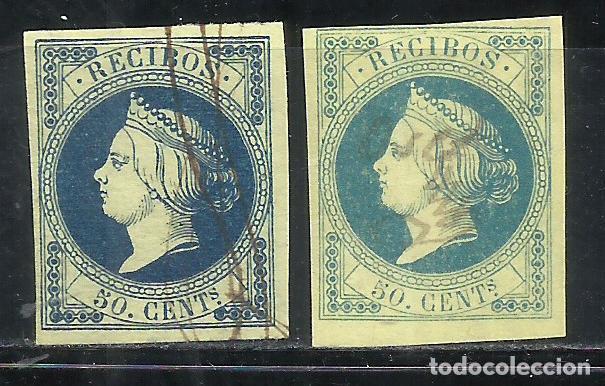 Sellos: 9321PP-2 SELLOS FISCALES 1861 ISABEL II N&ordm;1 VARIEDADES COLOR,USADO.BELLISIMOS SELLOS DE ISABEL II