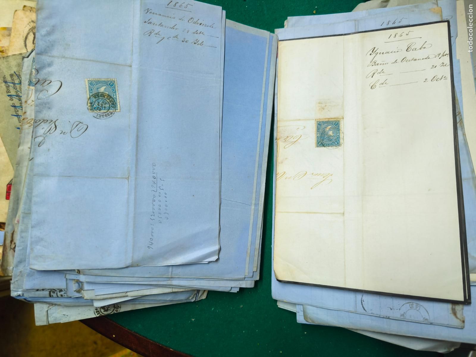 Sellos: Mas de 40 cartas 1865 enviadas entre Cuba Bilbao, Cabezon de la sal y Santander