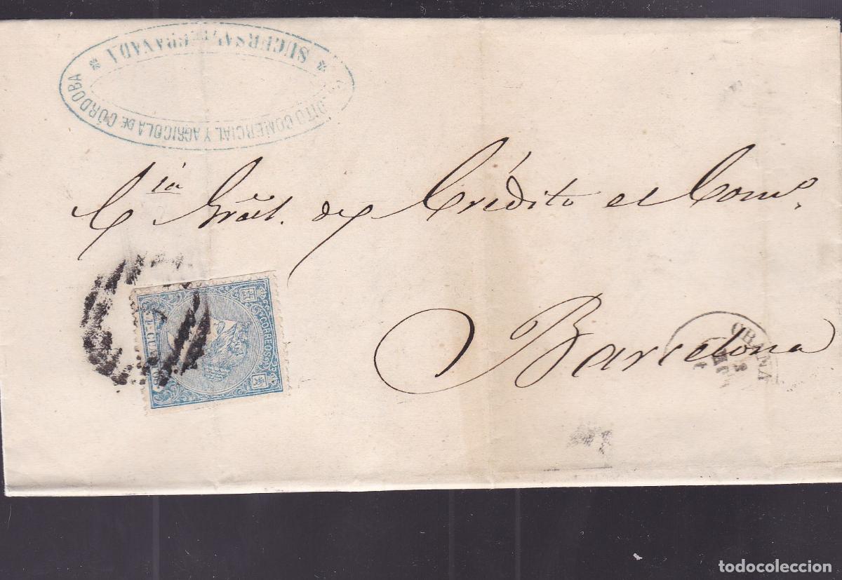 Sellos: F6-1- Carta Completa GRANADA 1866. Marca Banco Comercial/ Agr&iacute;cola CORDOBA Sucursal Granada