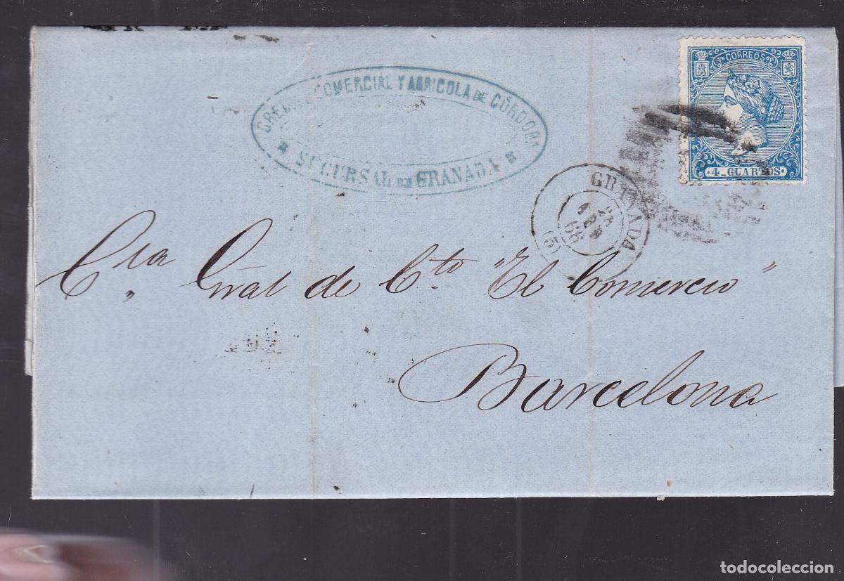 Sellos: F6-17- Carta Completa GRANADA 1866. Marca Banco Comercial/ Agr&iacute;cola CORDOBA Sucursal Granada