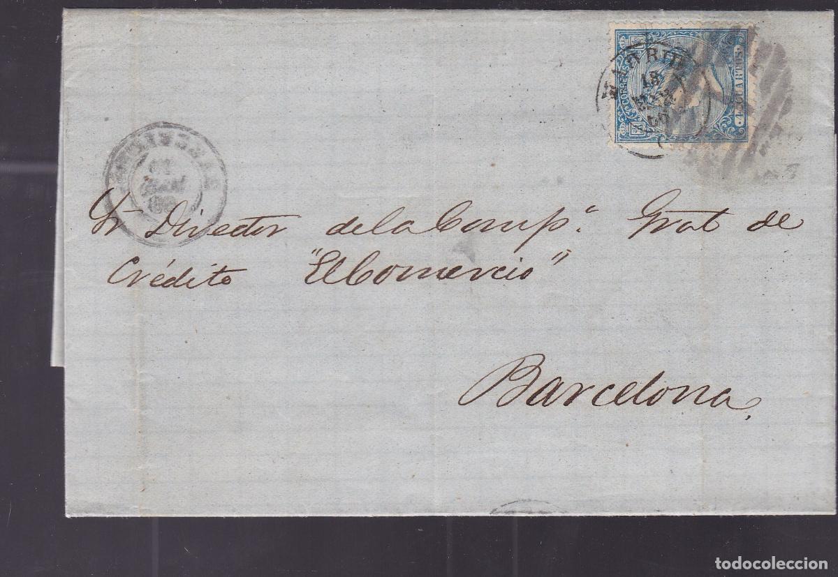 Sellos: F6-32- Carta Completa MADRID a BARCELONA 1866. Doble Matasellos