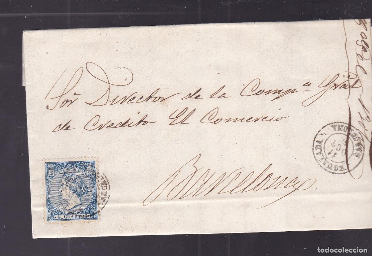Sellos: F6-37- Carta Completa YGUALADA a BARCELONA 1866.