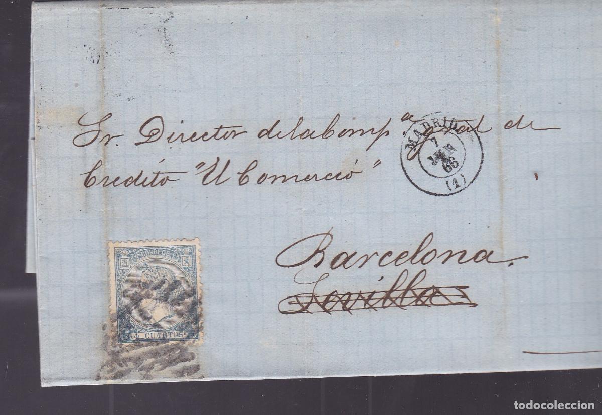 Sellos: F6-41- Carta Completa MADRID a BARCELONA 1866.